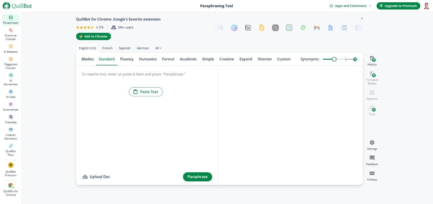 quillbot interface
