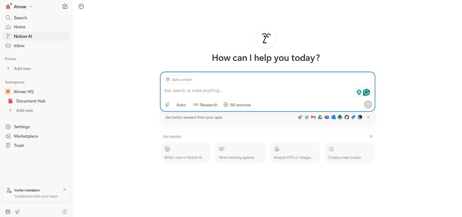 notion ai interface